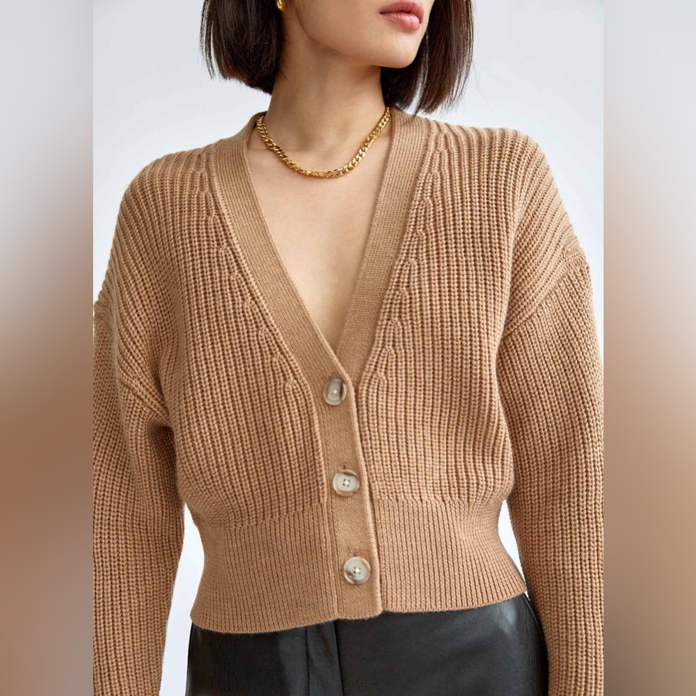 Aritzia Babaton Merino Wool V-Neck Knit Cardigan Oversized XS
